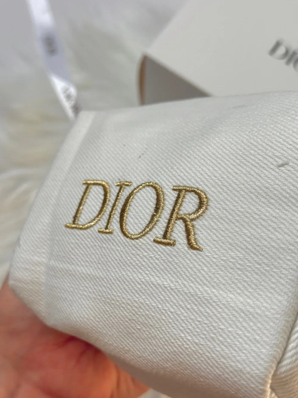 Dior Cream Canvas Mini Pouch Cosmetic Bag New in box - Picture 5 of 7
